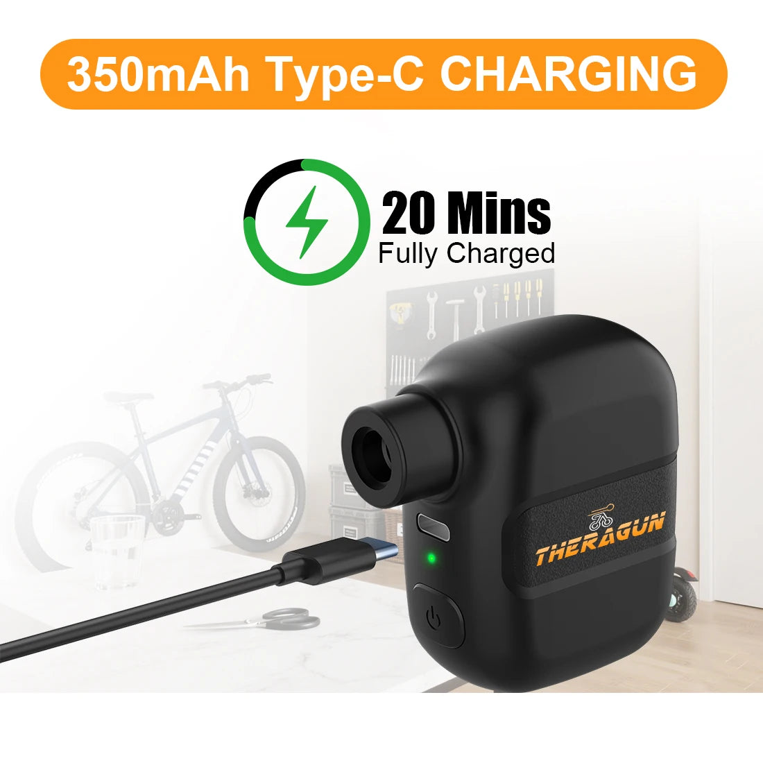 Portable Electric Bike Pump – 100PSI Rechargeable Inflator with Type-C, Compatible with Schrader & Presta Valves